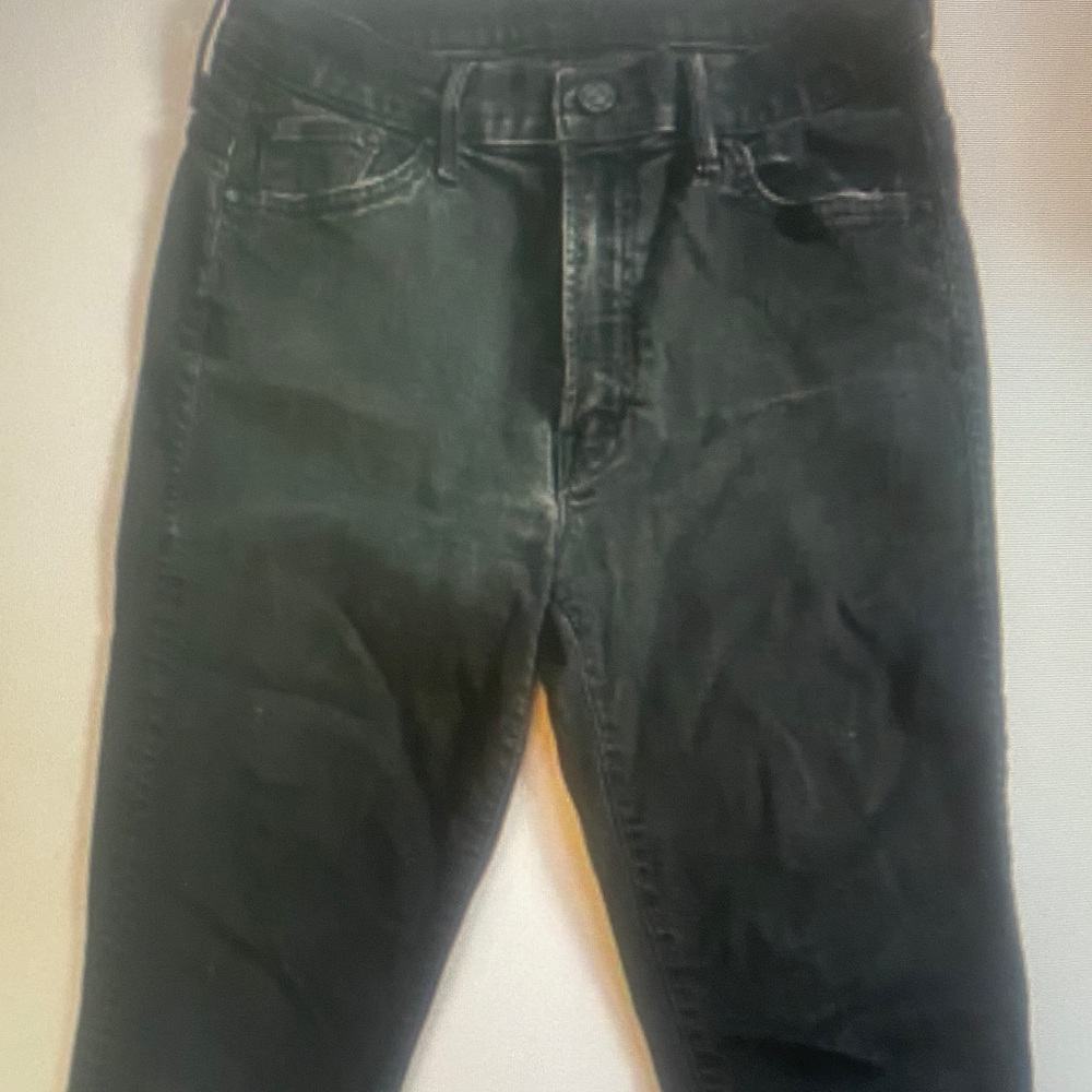 MOTHER Insider Crop Step Fray Jeans Black High Rise Raw Hem Size 27